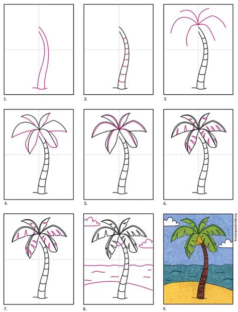 Easy How to Draw a Palm Tree Tutorial and Palm Tree Coloring Page ...