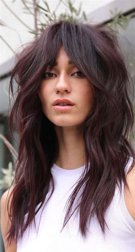 50+ New Haircut Ideas For Women To Try In 2023 : Burgundy Long Shag