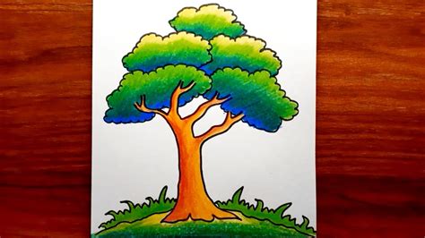 Tree Drawing || How To Draw Tree Step By Step || Tree Drawing With ...