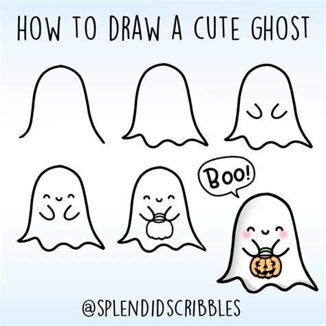 How To Draw A Ghost Easy Cartoon Ghost Drawing Step By Step Lets ...