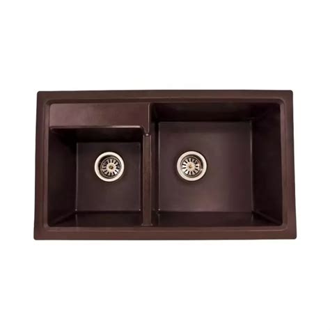 Buy Hindware Garnet 34x20x8 inch Matt Finish Quartz Bronze Double Bowl ...