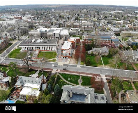 PRINCETON, NJ -5 APR 2020- Aerial view of the town of Princeton, New ...