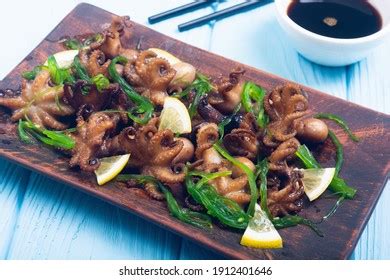 Baby Octopus Fried Lemon Soy Sauce Stock Photo 1912401646 | Shutterstock