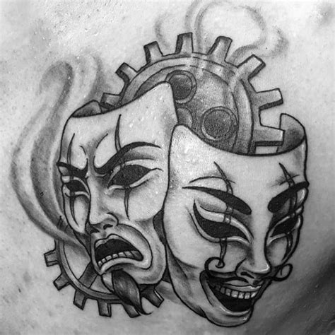 60 Drama Mask Tattoo Designs For Men - Theatre Ink Ideas