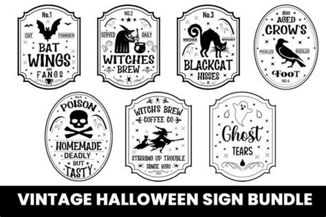 Vintage Halloween Sign Bundle Graphic by Creative Design 12 · Creative ...