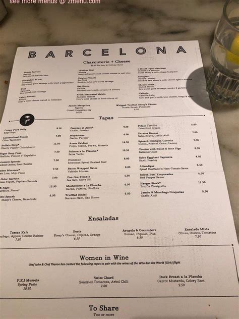 Menu at Barcelona Wine Bar, Denver