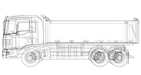 European Truck Outlined Vector Isolated Blueprint Diesel Vector ...