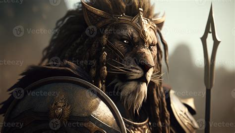 lion warrior, digital art illustration, 23005288 Stock Photo at Vecteezy