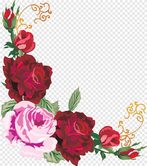 Pink Floral Border Design Png - Gannuman