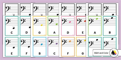 Bass Clef Music Notes Cards (Teacher-Made) - Twinkl