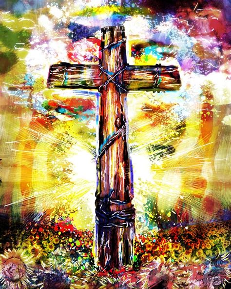 Christian Cross Art Print Cross Art Christian by SparkArtwork