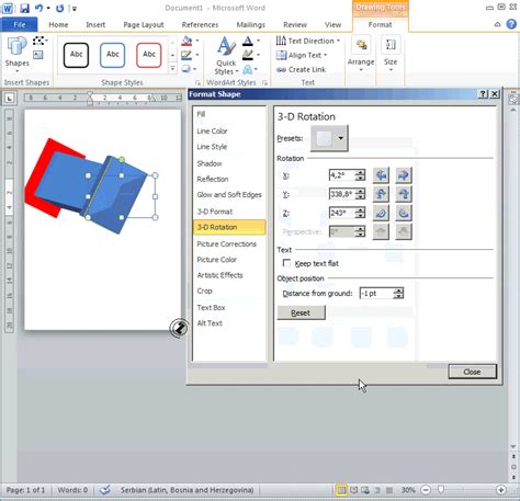WORD2010 - SHAPE - 3D FORMAT