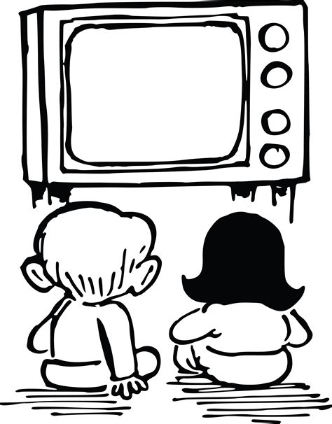 Free Clipart Of kids watching tv