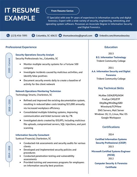 Best 17+ Information Technology Resume - Free Samples , Examples ...