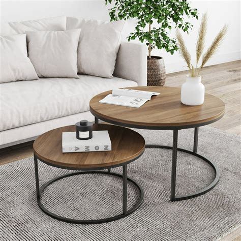 Nathan James Stella Round Modern Nesting Coffee Table Set of 2 ...