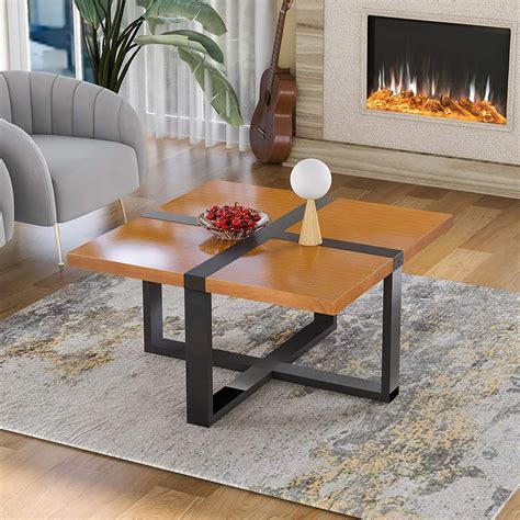 Buy 37.4-inch Solid Wood Farmhouse Coffee Table with Crossed-Shape ...