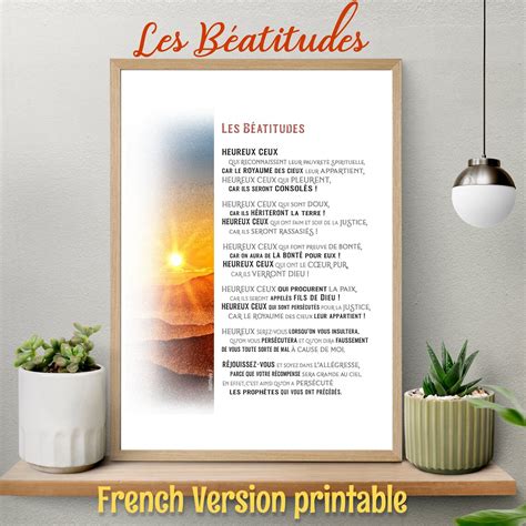 Sermon on the Mount, the Beatitudes Printable FRENCH VERSION Blessings ...