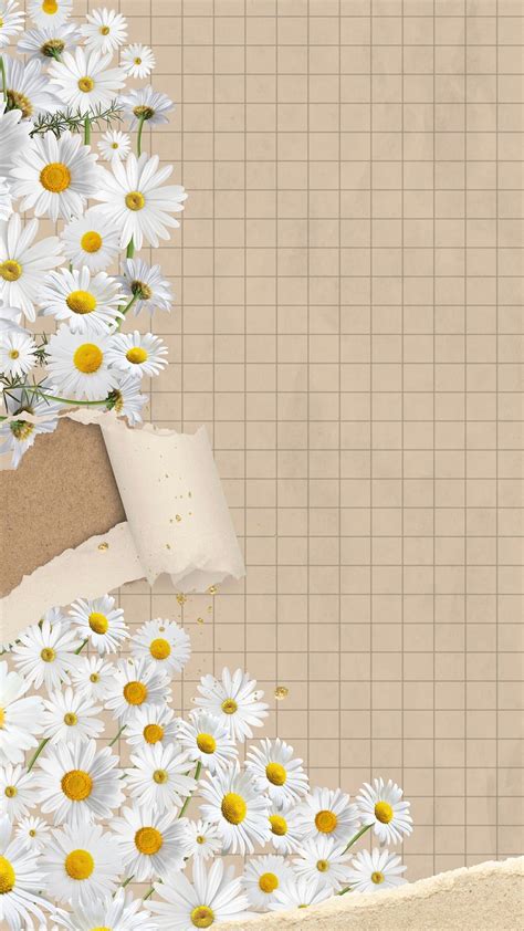 Ripped paper daisy mobile wallpaper, | Premium Photo - rawpixel