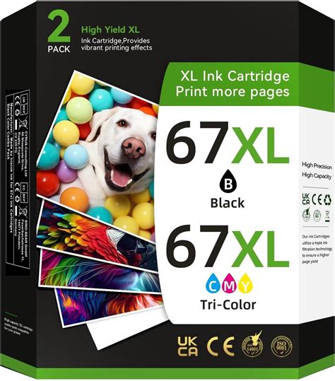 Amazon.com : 67XL Ink Cartridge for HP 67 Ink Cartridges Black Color ...