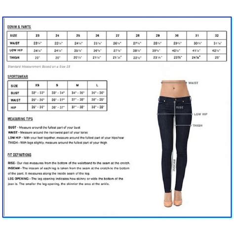 Girls Jeans Size Chart