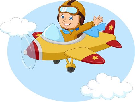 Cartoon little boy operating a plane 5161906 Vector Art at Vecteezy