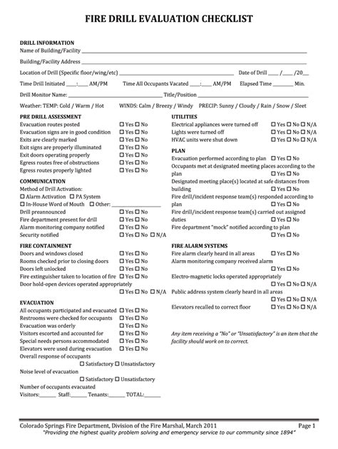 School Fire Drill Checklist Form - Fill Out and Sign Printable PDF ...