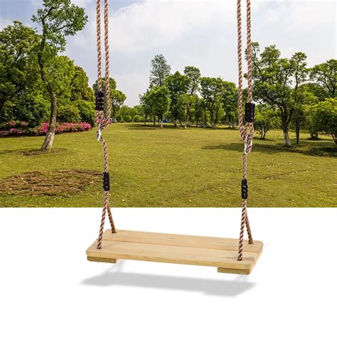 Outdoor Adult Kids Safety Swing Chair Wooden Tree Swing Seat with Rope ...