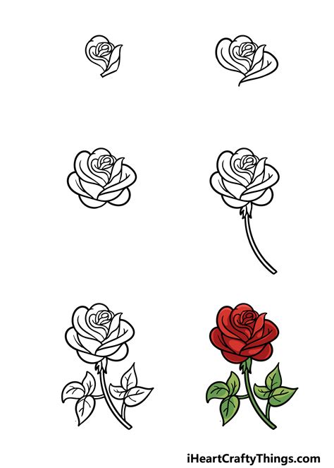 How To Draw A Heart With A Rose Inside Step By Step