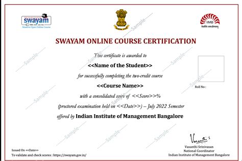 Swayam Iimb Certificate