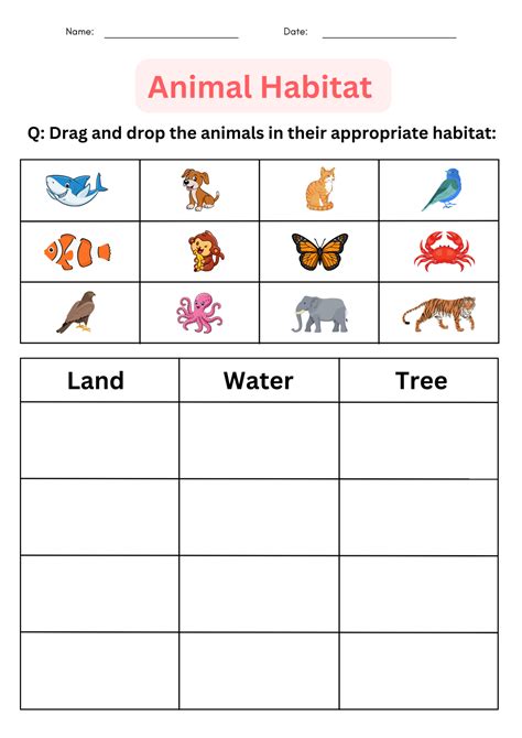 Animal Habitats- Wednesday worksheet | Kindergarten worksheets ...