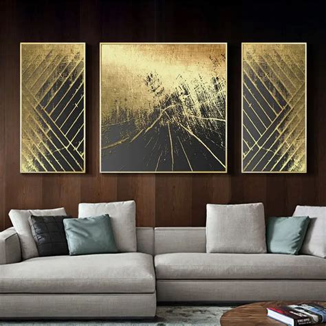 Home Decor Canvas Painting Classic Luxury Gold Black Poster Wall Art ...