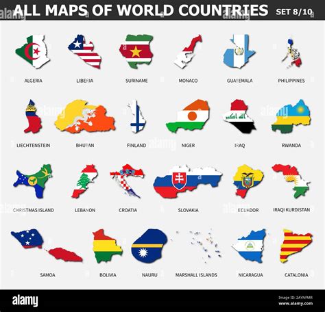 All maps of world countries and flags . Set 8 of 10 . Collection of ...