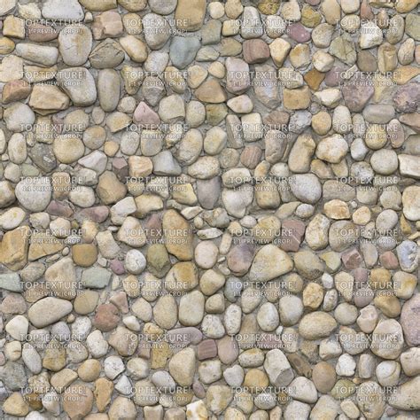 Multicolored Cobblestone Wall Small Stones - Top Texture