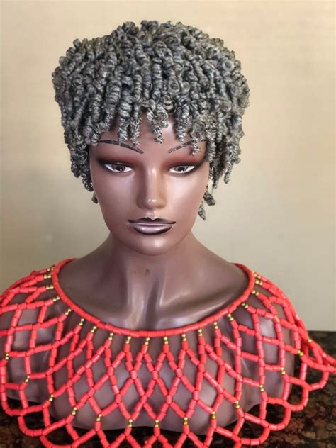 Braided wig.spiral wig. Color gray. short wig for black women. | Wigs ...