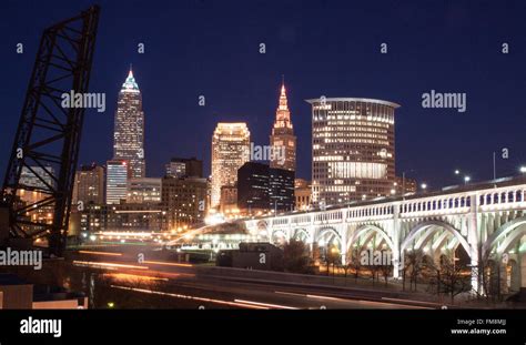 Cleveland, Ohio skyline at night Stock Photo - Alamy