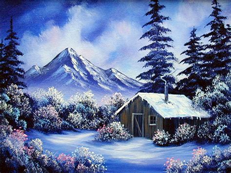 Winter Cabin Painting at PaintingValley.com | Explore collection of ...