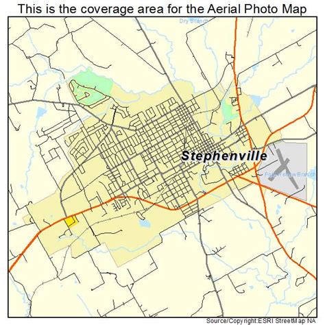 Aerial Photography Map of Stephenville, TX Texas