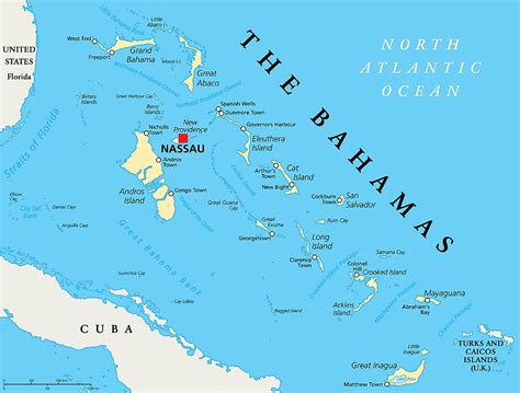 Large Detailed Political Map Of Bahamas With Major Cities And Airports ...