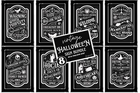 Vintage Halloween Sign Bundle Graphic by Design's Dark · Creative Fabrica