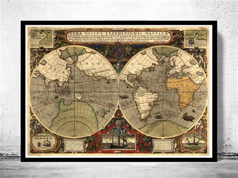 Old World Map 1595 Vintage Map Wall Map Print - VINTAGE MAPS AND PRINTS