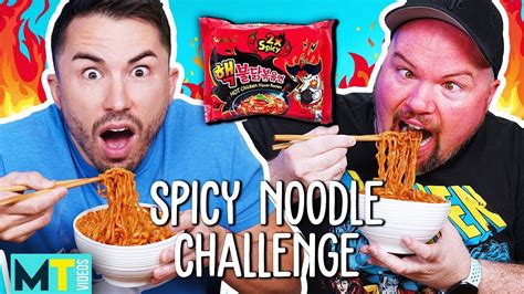 Men Try the INSANELY Spicy Noodles Challenge - 2x Nuclear Fire Noodles ...