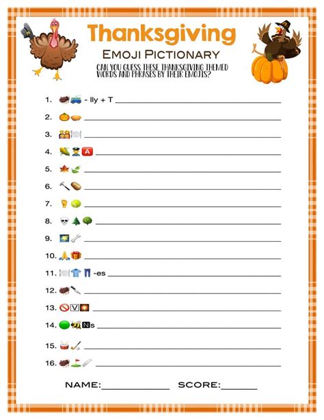 Thanksgiving Pictionary Free Printable - Printable Calendars AT A GLANCE