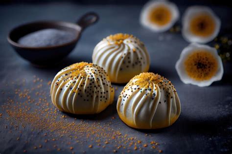 Premium AI Image | Golden delicious poppy seed buns with white glaze