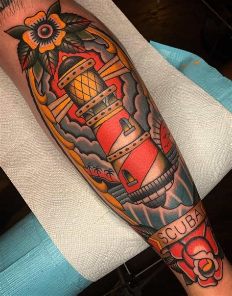 30+ American Traditional Lighthouse Tattoo Ideas