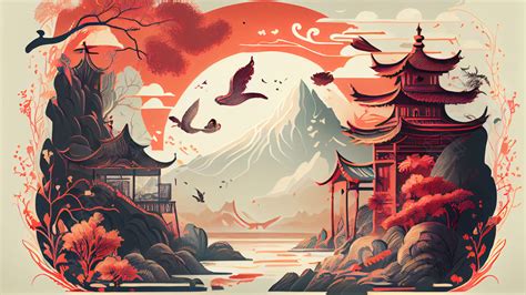 Mountains And Rivers Ancient Architecture Chinese Style Powerpoint ...