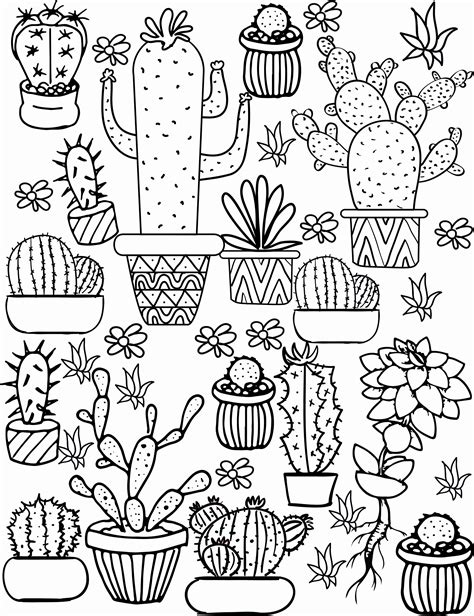 Kawaii Cactus Coloring Pages Coloring Pages