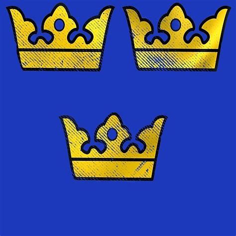 3 Three Crowns Tre Kronor of Sweden Swedish Coat of Arms Distressed ...