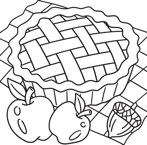 Thanksgiving Apple Pie Coloring Page for Kids 8208714 Vector Art at ...