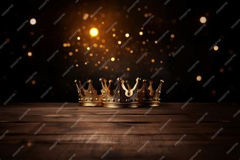 Premium AI Image | Three golden crowns and lights symbol of the Three ...