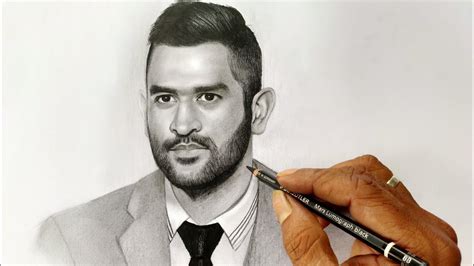 MS Dhoni Pencil Drawing and Shading Video For Beginners | Live Art ...